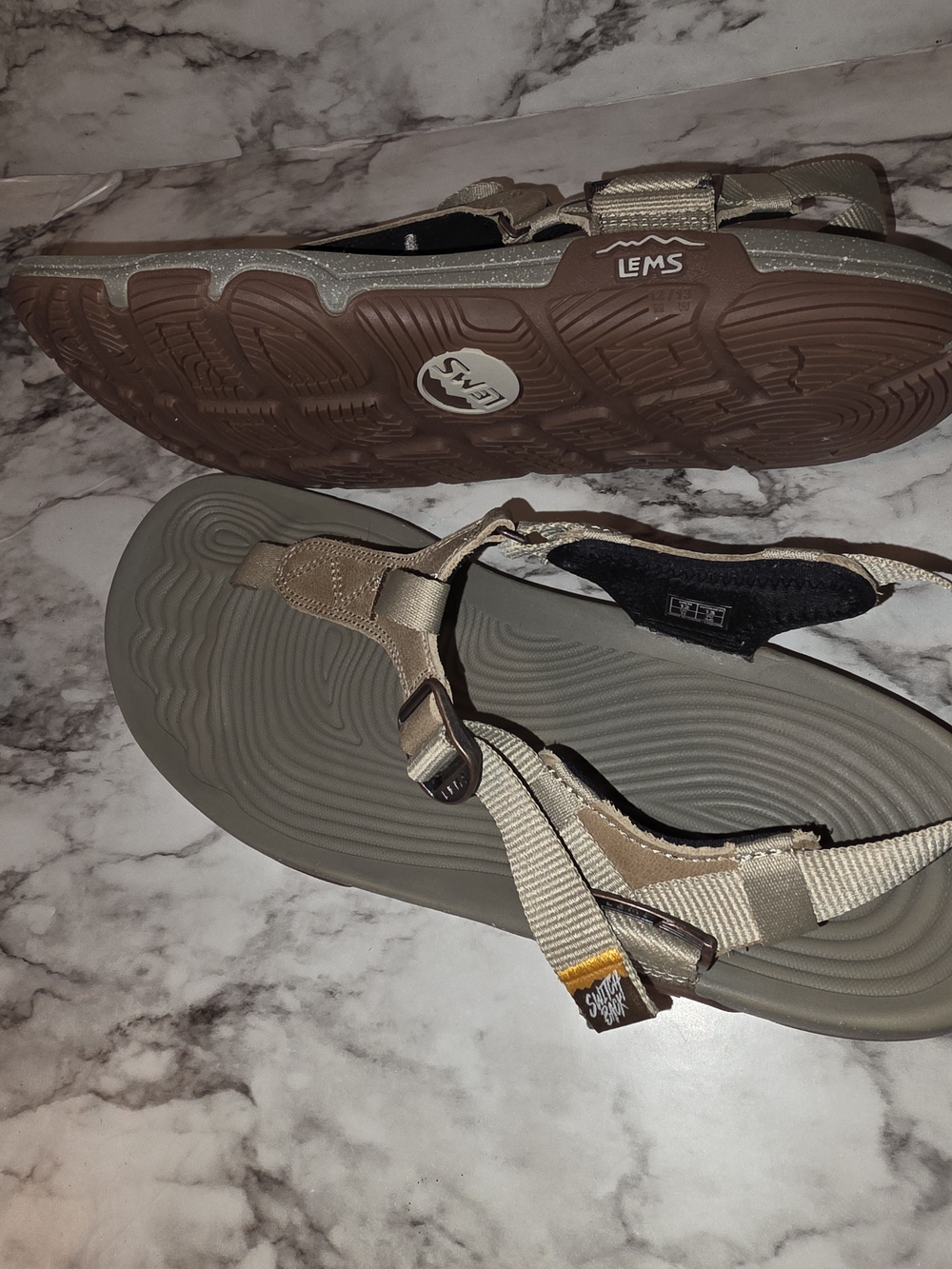 Lems Switchback sandals in the Sandstorm colorway/UNISEX